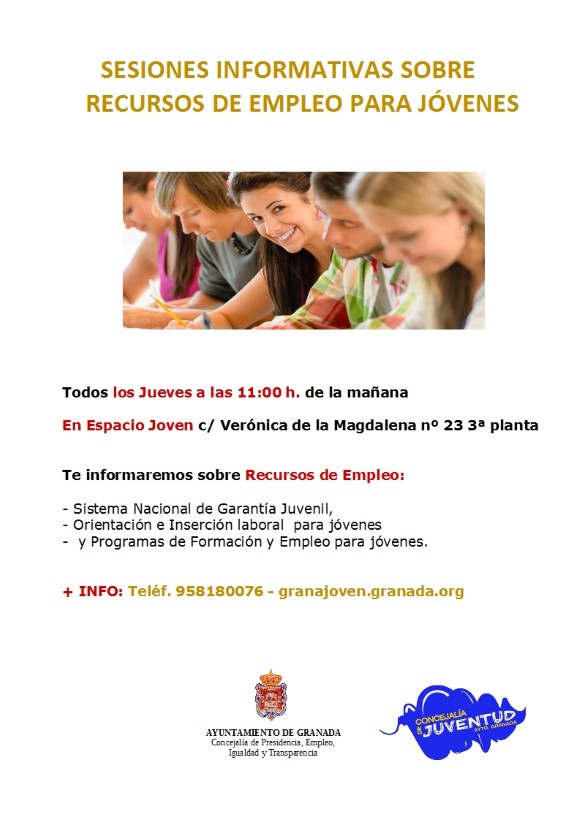 Sesiones INFORMATIVAS SOBRE RECURSOS DE EMPLEO PARA JOVENES. 